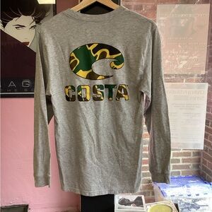 Costa Camouflage Logo Gray Long Sleeve Tee